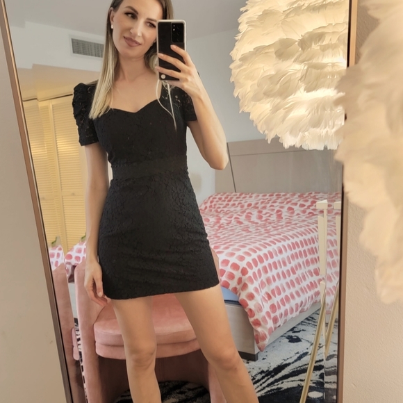 Guess Embellished Mini Black Dress - Picture 1 of 7